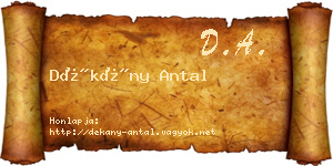 Dékány Antal névjegykártya